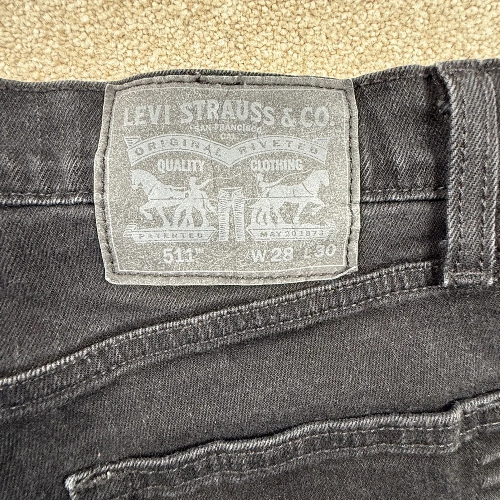 Levis 511 Slim Fit Black Denim Jeans Mens W28 L30 Actual‎ 29x28
